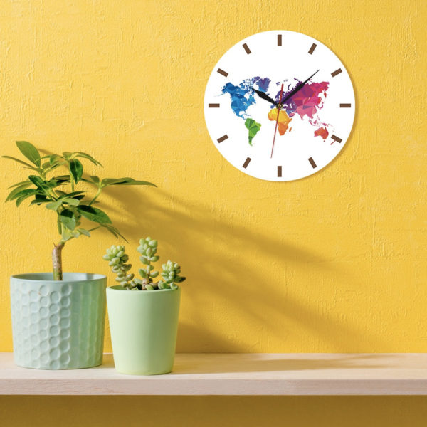 Horloge murale mappemonde multicolore sans cadre hmsc