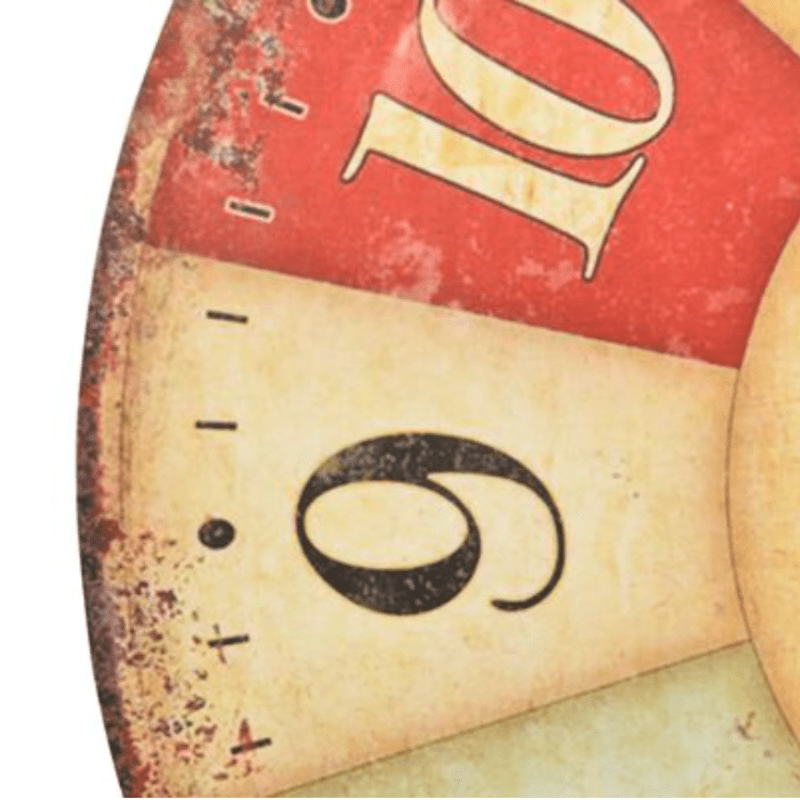 Horloge Murale Rétro Café de la Tour Multicolore zoom sur chiffres 9 et 10 sur fond blanc 2