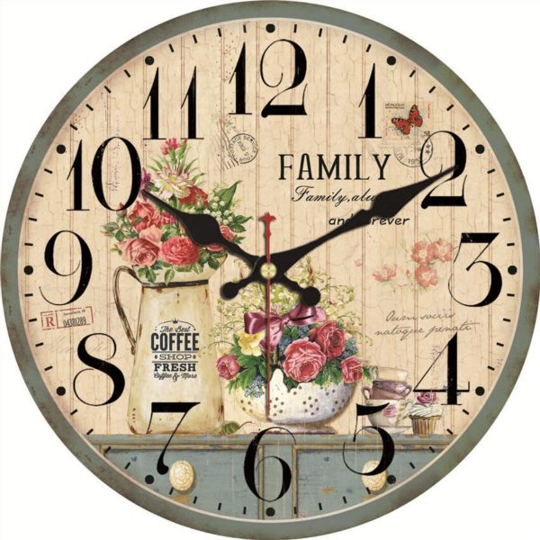 Horloge murale rétro un café en famille 1115 5e6049