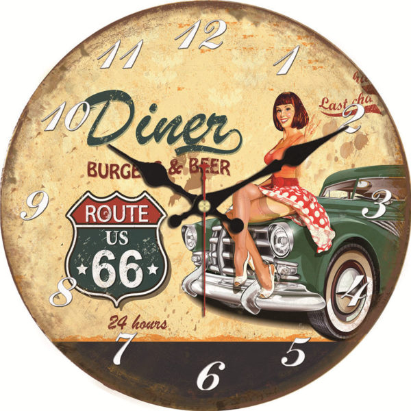 Horloge murale vintage diner Américain 1115 f86126