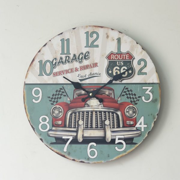 Horloge murale vintage garage route 66 1292 0dd9da