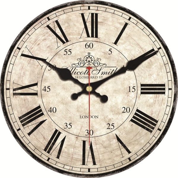 Horloge murale rétro en bois à chiffres romains 1329 9bb602