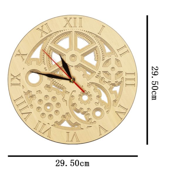 Horloge murale à engrenages en bois gravé 2926 4513de