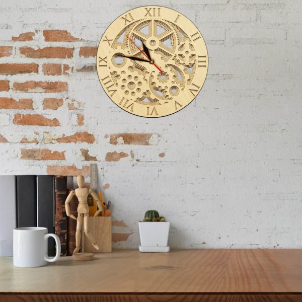 Horloge murale à engrenages en bois gravé 2926 c19d72