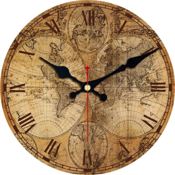 Horloge murale en bois mappemonde vintage 3278 1e166f