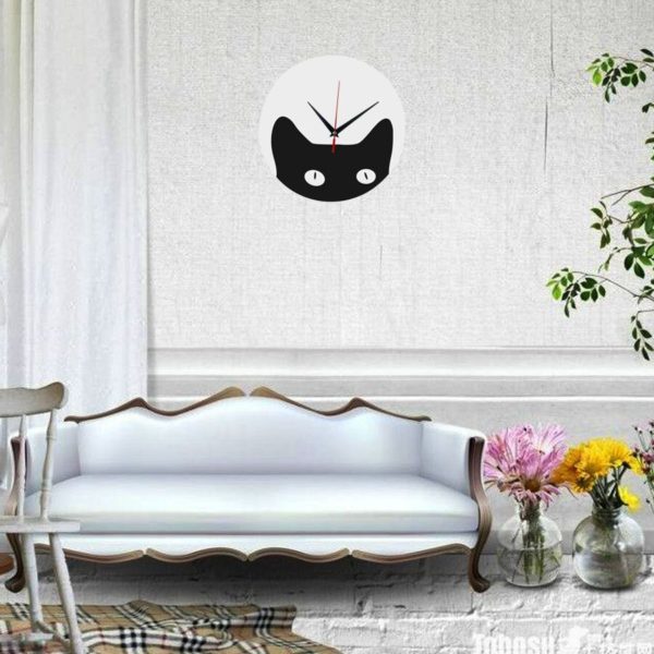 Horloge murale tête de chat noir 3436 d5d533