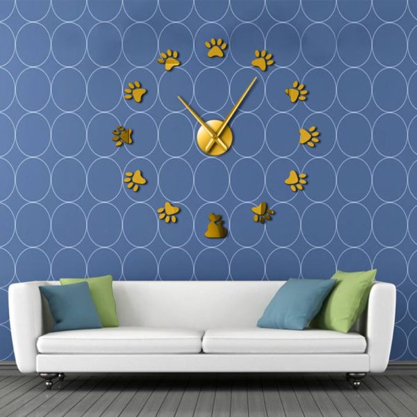 Horloge murale sans cadre empreinte de chat 3651 1d1afa