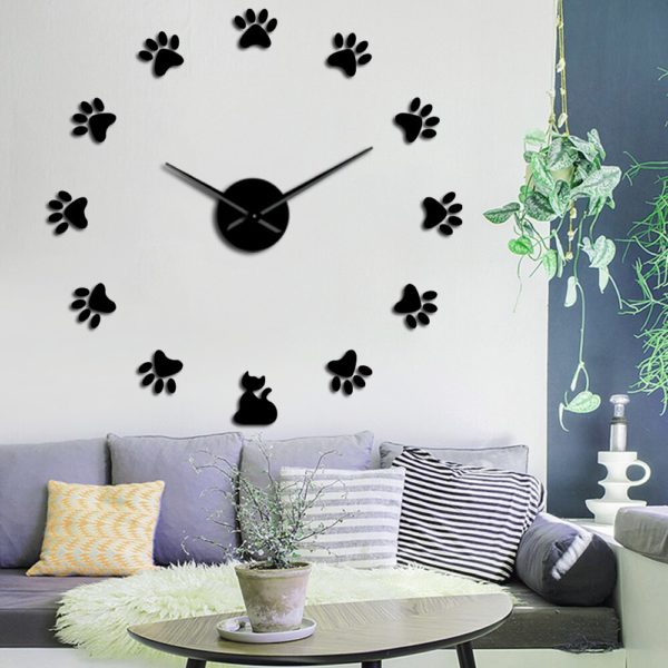 Horloge murale sans cadre empreinte de chat 3651 2c47f4