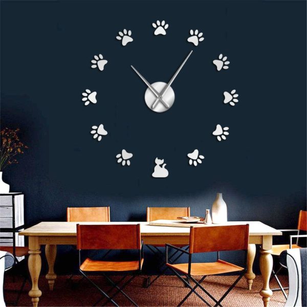 Horloge murale sans cadre empreinte de chat 3651 b8a024