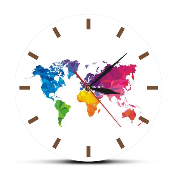 Horloge murale mappemonde multicolore sans cadre 3803 d86b9e