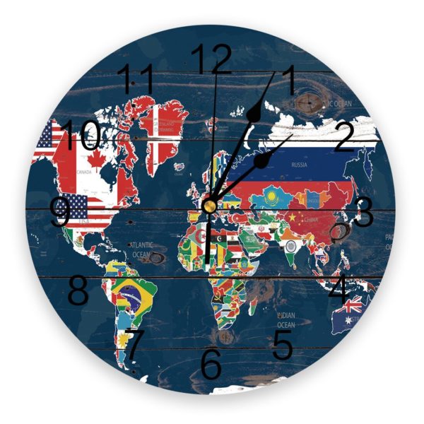 Horloge murale mappemonde en drapeaux 3822 2e599a