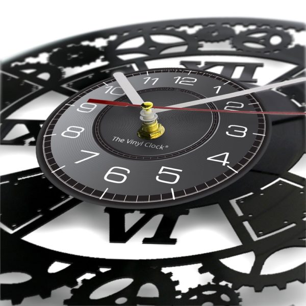 Horloge murale à engrenages industriels sur vinyle 3943 033645