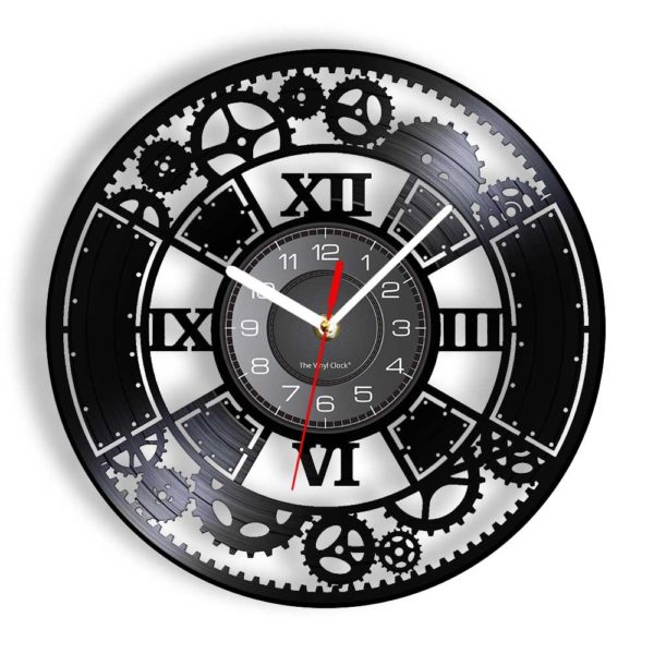 Horloge murale à engrenages industriels sur vinyle 3943 b991fb