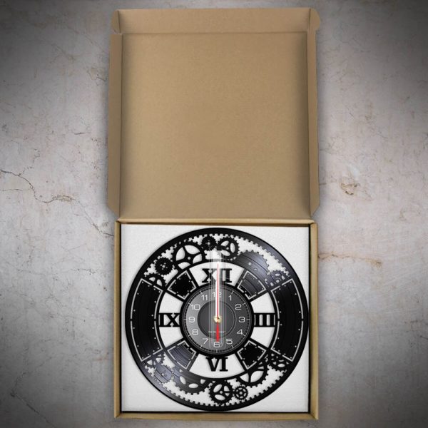 Horloge murale à engrenages industriels sur vinyle 3943 cba89c