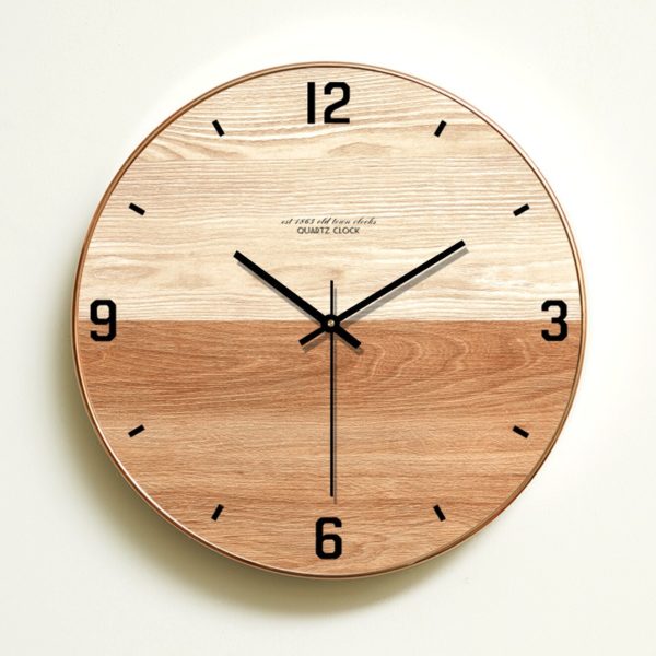 Horloge en bois scandinave bicolore 4172 cba558