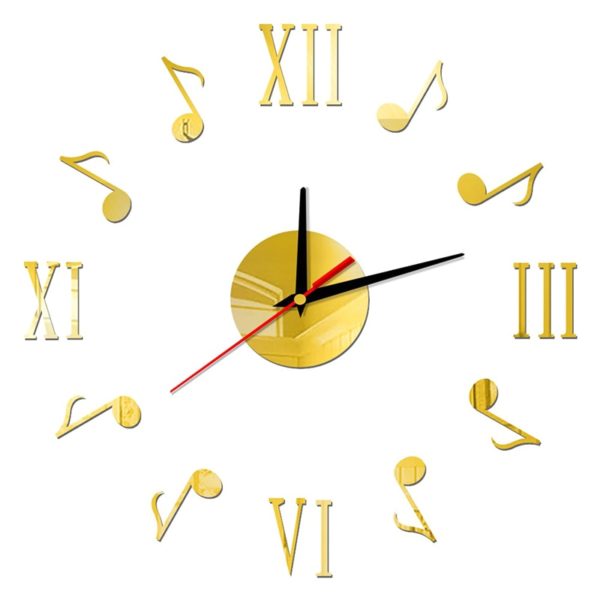 Horloge murale doré chiffres romains et notes de musique 4332 54a452