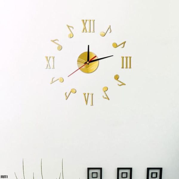 Horloge murale doré chiffres romains et notes de musique 4332 c943d3