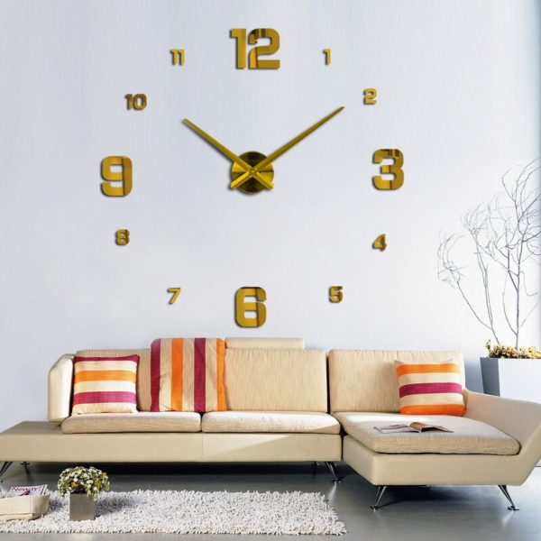 Horloge murale stikers doré 4396 87d479