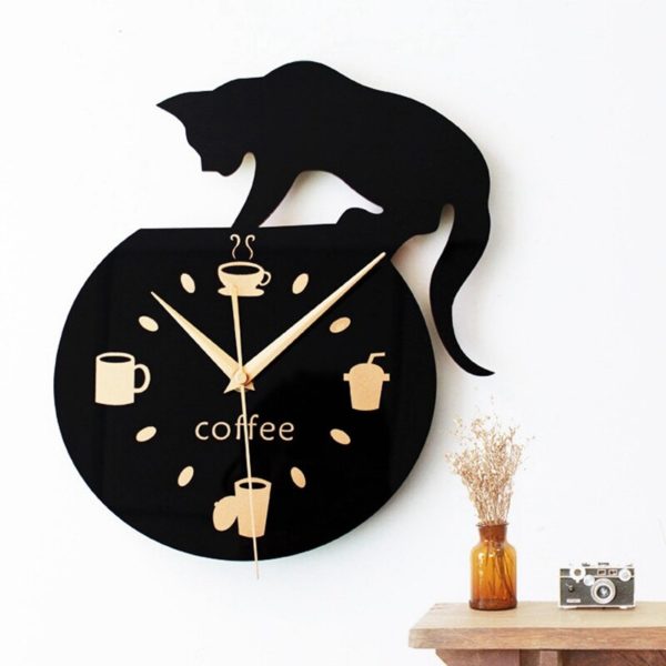 Horloge murale chat et tasse de café 7030 02c36a