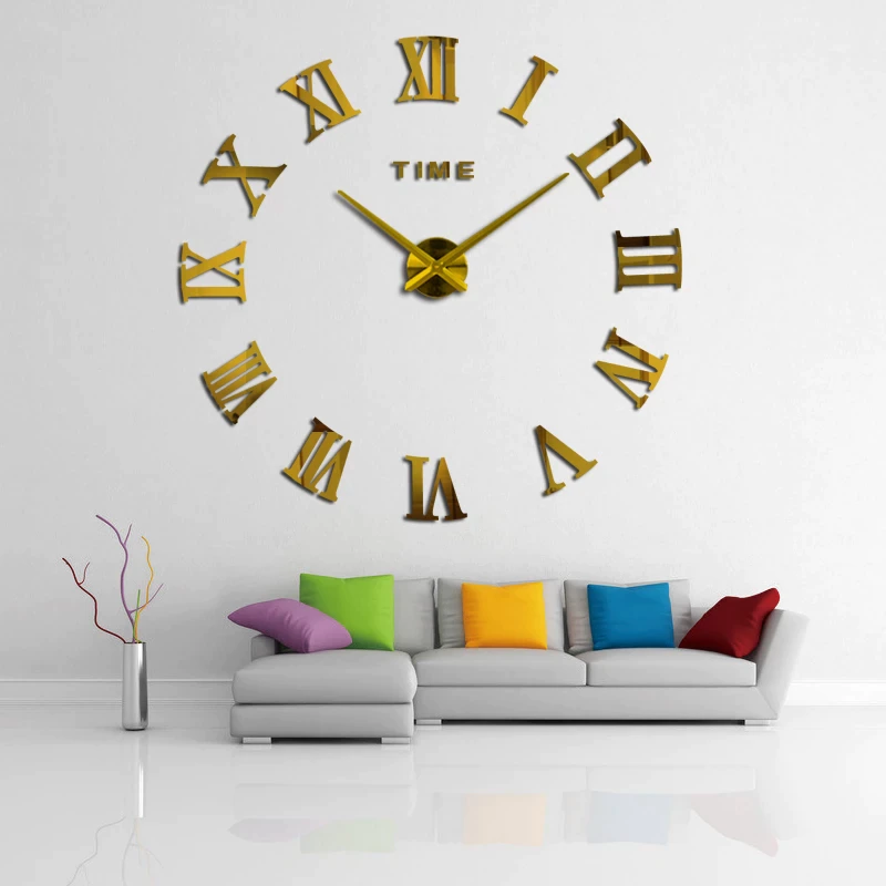Horloge murale stickers doré chiffres romains 7273 414ea0