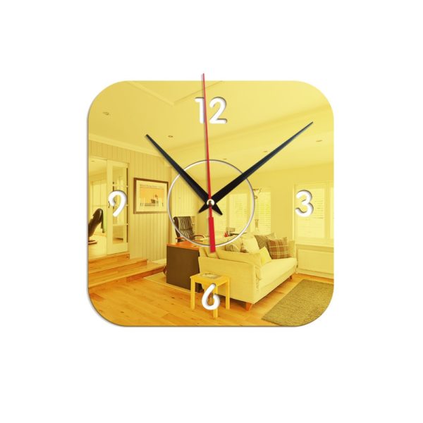 Horloge murale dorée en miroir carré 7533 697a9c
