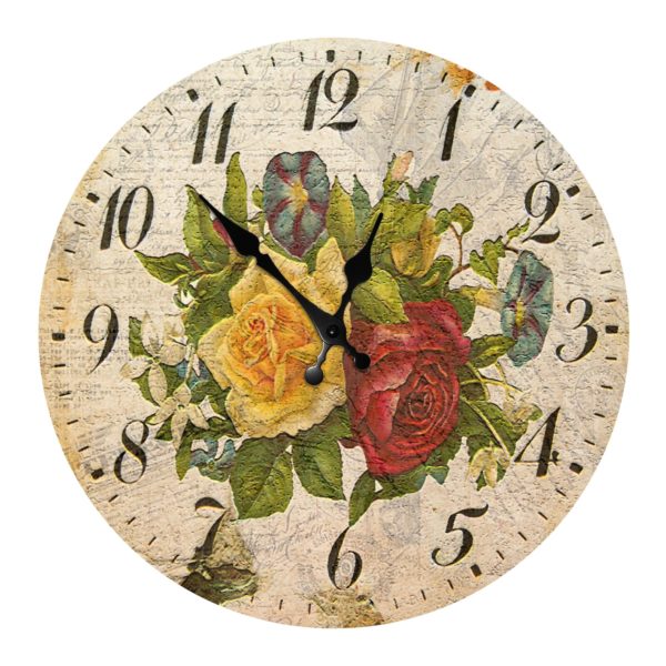Horloge murale rétro cadran à motif rose 8549 997f87