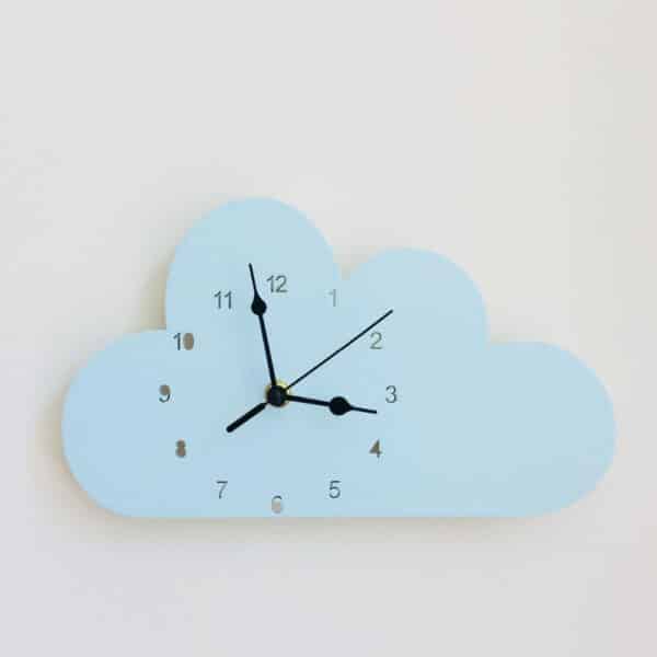 Horloge murale nordique en forme de nuage mignon pour enfants Nuage bleu
