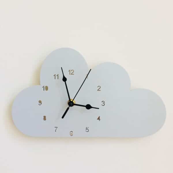 Horloge murale nordique en forme de nuage mignon pour enfants Nuage gris