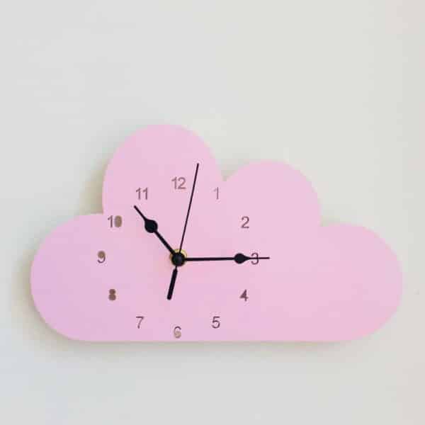 Horloge murale nordique en forme de nuage mignon pour enfants Nuage rose
