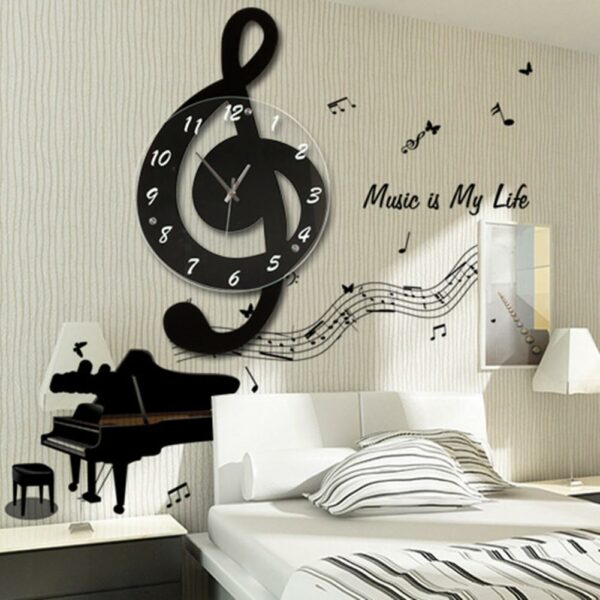 Horloge murale note de musique noire 12383 4sapkb