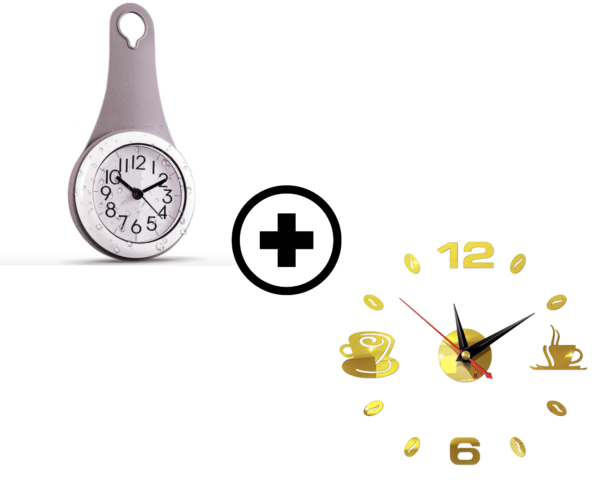 Offre spéciale : Horloge cuisine dorée et Horloge étanche grise à ventouse pour salle de bain 4 1