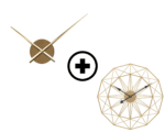 deux produits sont présentés , une horloge minimaliste seulement des aiguilles et un autre horloge dorée en forme de rosas minimaliste