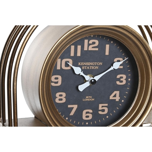 Horloge de table vintage en verre et métal horloge de table dkd home decor verre noir dore fer 25 x 8 x 31 cm 372901 1