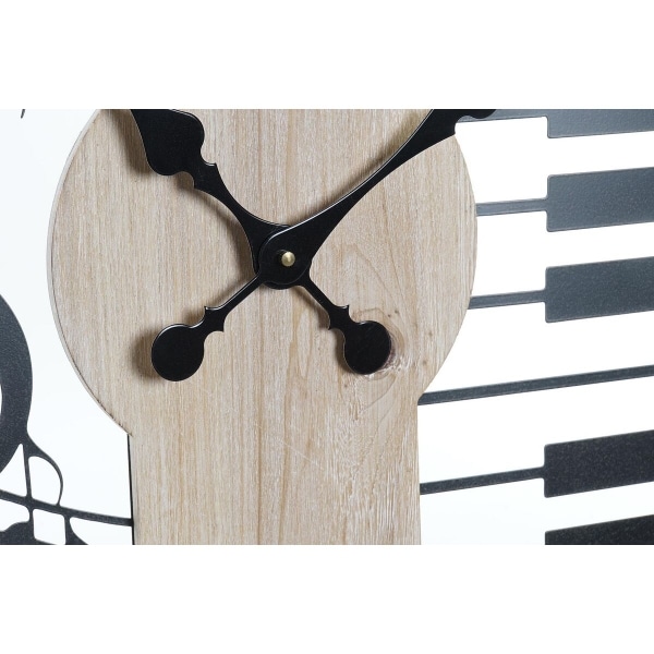 Horloge en bois et métal avec motifs de notes de musique et piano horloge murale dkd home decor naturel noir mdf fer 60 x 4 5 x 60 cm 369266 1