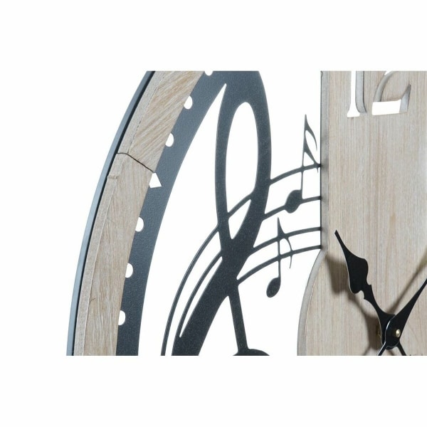 Horloge en bois et métal avec motifs de notes de musique et piano horloge murale dkd home decor naturel noir mdf fer 60 x 4 5 x 60 cm 369266 2
