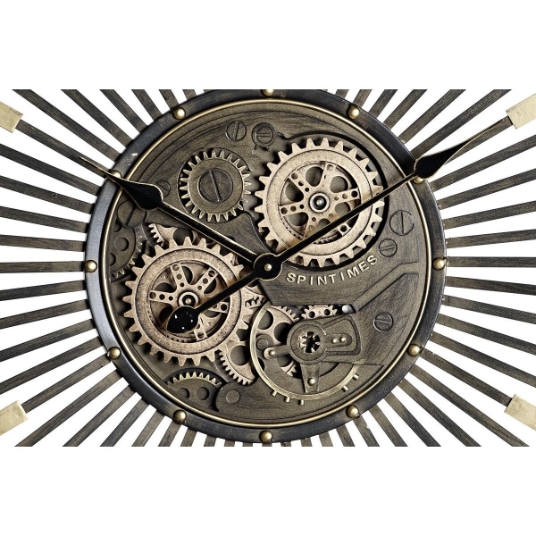 Horloge à engrenages en métal horloge murale dkd home decor noir dore fer vintage 65 x 6 7 x 65 cm 382005 1