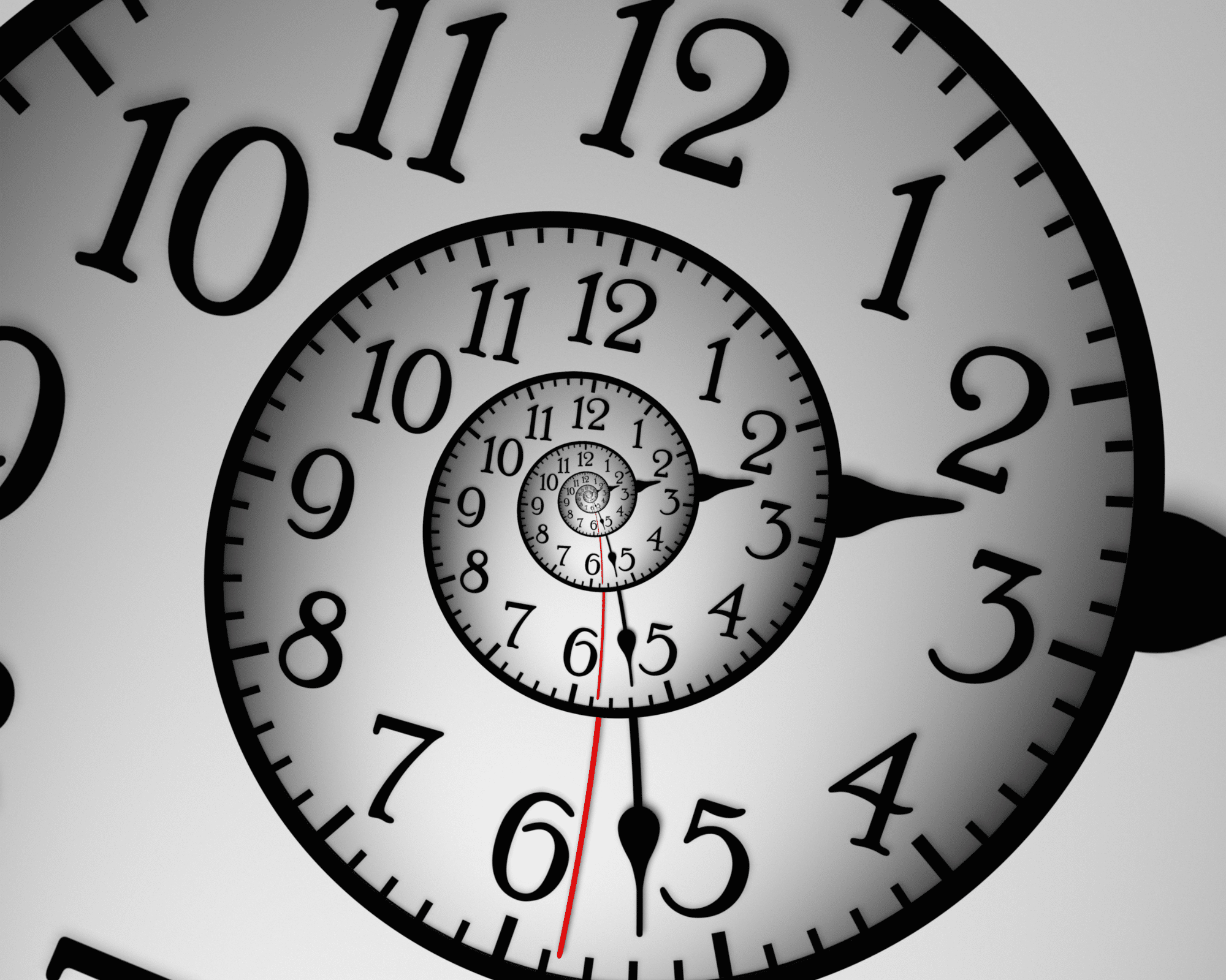 Horloge en tourbillon hypnotique représentant le temps infini