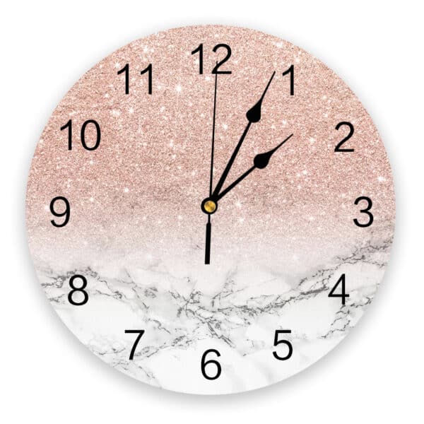 Horloge murale ronde en marbre blanc et rose pailleté 478fe14e be83 4cef 974d 7a5ed2f74ad3