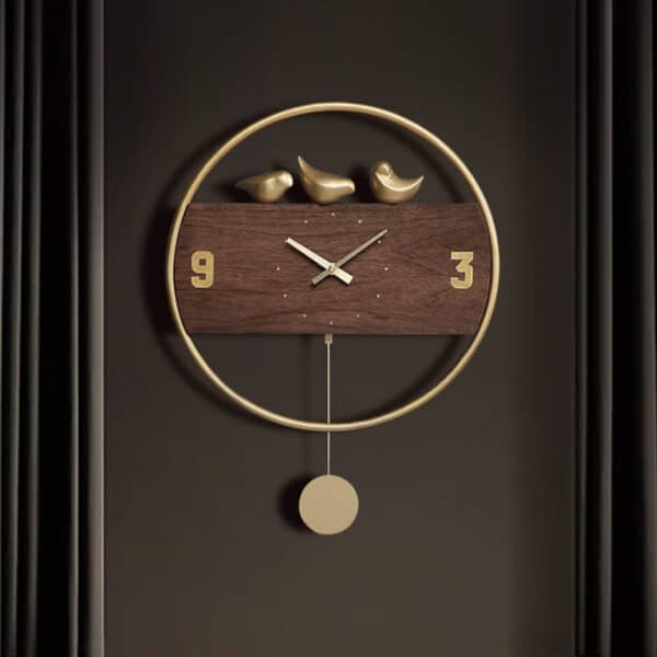 Horloge murale rétro nordique avec oiseau 3D dorés b95b5cfb d266 4a13 be2e b70874b3b0f1