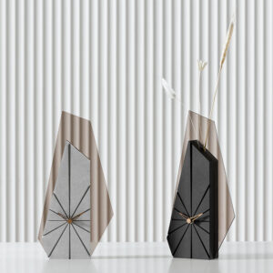 Horloge de bureau Simple au Design moderne avec ornement de fleurs séchées, l'une est grise et l'autre noir