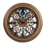 Horloge steampunk murale en métal rétro, avec chiffres romain, avec style d'écrous à l'intérieur, horloge marron