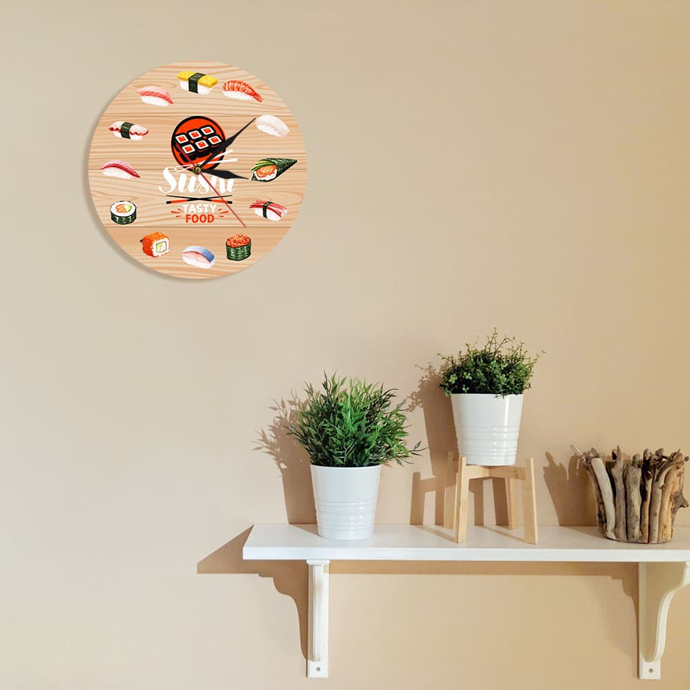 Horloge murale de cuisine design sushis