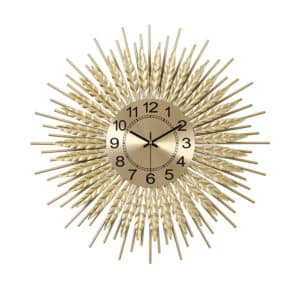 Horloge murale nordique design, en métal, couleur or, horloge élégante, cadran avec chiffres nordique et 3 aiguilles