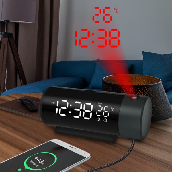 Horloge Réveil LED avec Projection en Plastique