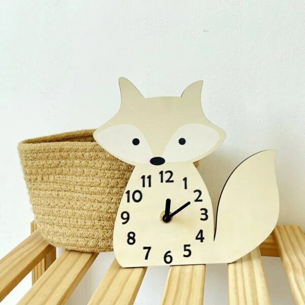 Horloge enfant murale en forme de renard mignon