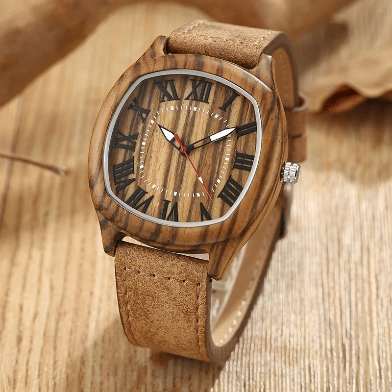Horlogerie Montre En Bois Bracelet Cuir Montre Bambou Femme