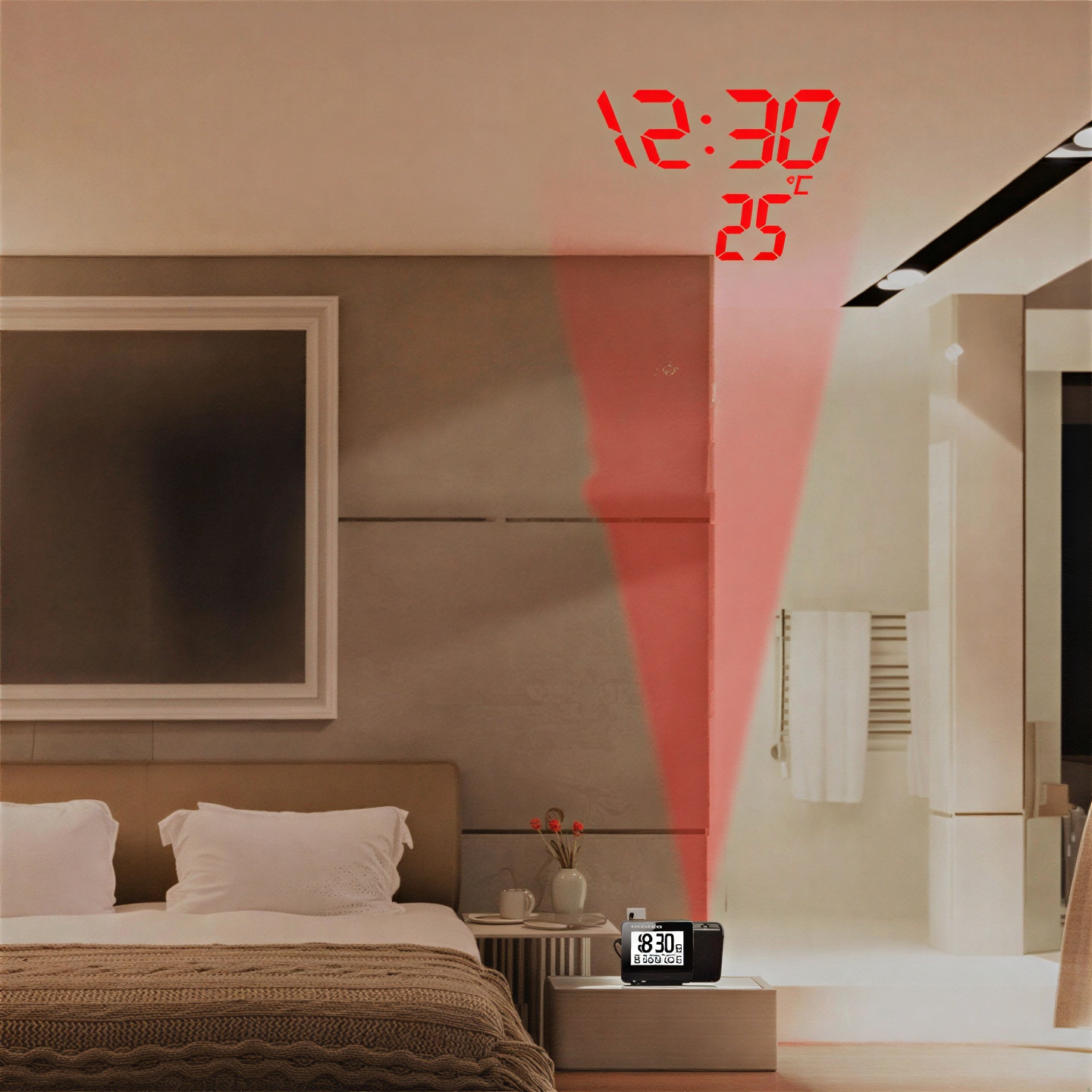 Radio Réveil Projecteur LED Ajustable avec Rétroéclairage 2