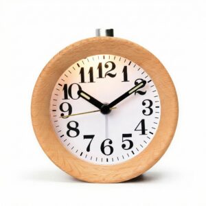 Réveil Bois Massif Rond avec Veilleuse 1