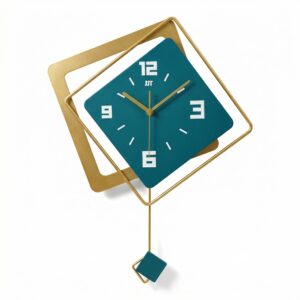 Horloge murale design de style nordique en métal et en bois 1