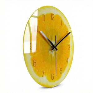 Grande horloge en verre fruit jaune citron 1